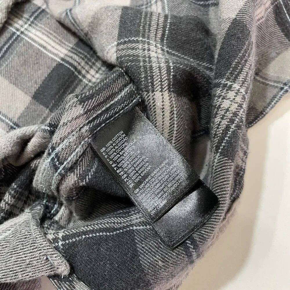 The North Face Men’s Gray Black Plaid Flannel Lightweight Shirt Cotton Small